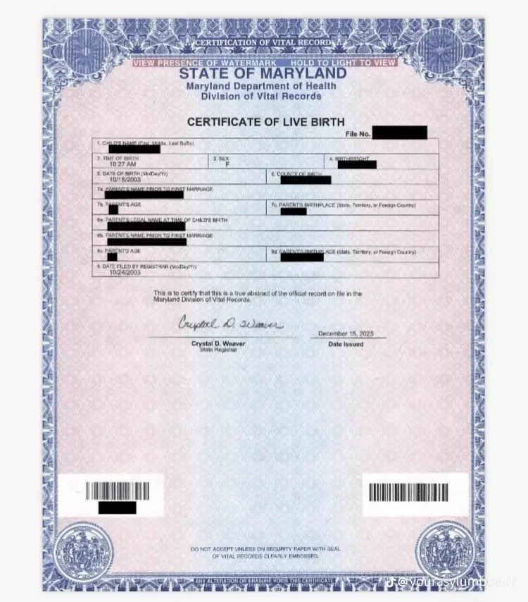 TheJFreakinC's tweet image. 🚨 ICE IS DETAINING A CITIZEN AS “UNDOCUMENTED.” 🚨

DHS has now transferred Dulce Consuelo Diaz Morales to Texas.

Dulce Consuelo Diaz Morales was born in a hospital in Laurel, Maryland.
Her official birth certificate exists.
It has been posted. It is not in dispute.

Despite…