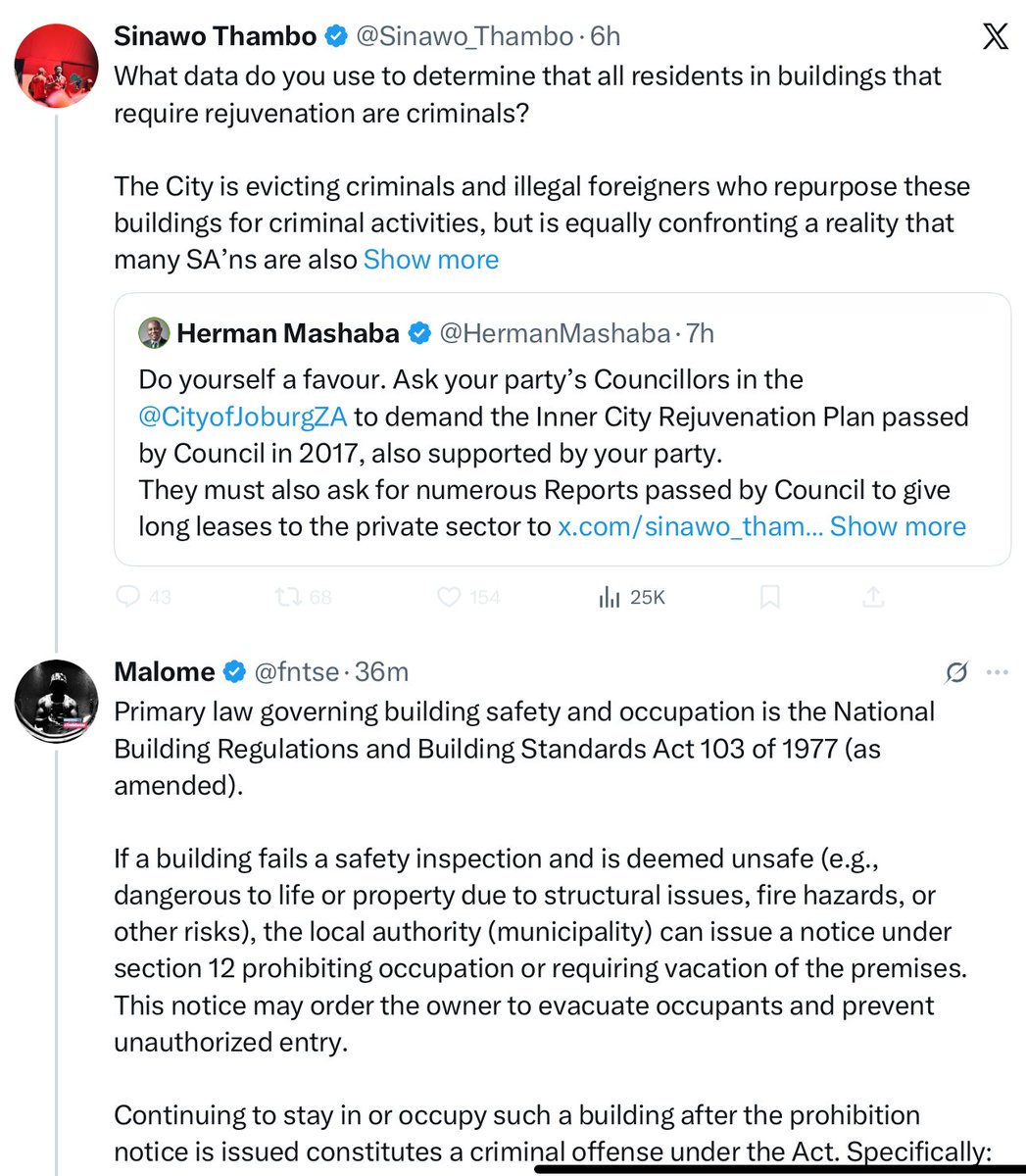 Malome_ZA's tweet photo. A short story by those who arbitrarily chose lawlessness under the guise of governance red tape. 

I wonder who these so called “instructions” came from @Sinawo_Thambo since that is the response to opposing views? https://t.co/v094L5flp7