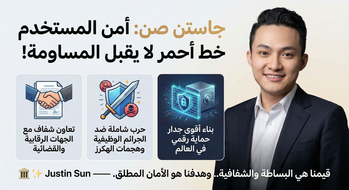 LOGYBTC's tweet image. جاستن صن: أمنك هو أولويتنا القصوى
​بخطوات حازمة، يؤكد Justin Sun على رؤية المجموعة:
​1️⃣ تعاون مطلق مع الرقابة لضمان أعلى مستويات الامتثال.
2️⃣ حرب شاملة ضد الاختراق والفساد لضمان أمان أصولك بنسبة 100%
​لا مساومة على الأمان، ولا حدود للشفافية @justinsuntron 🏛️
#TRONGlobalFriends