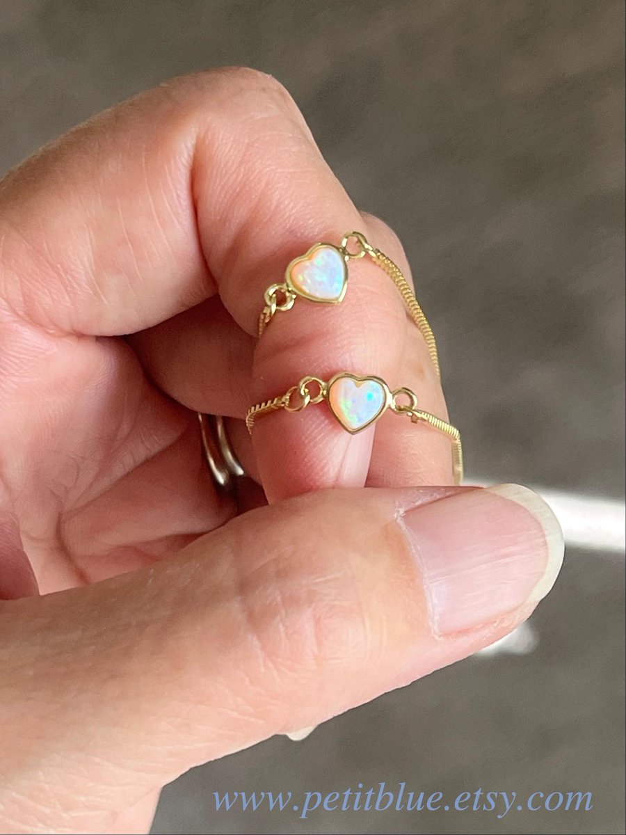 JewelryByMikako's tweet image. Small Opal Heart Bracelet ~ Adjustable Gold Plated Bracelet ~ October Birthday ~ Gift for Her ~ Everyday Jewelry tuppu.net/134a480b  #FreeSize