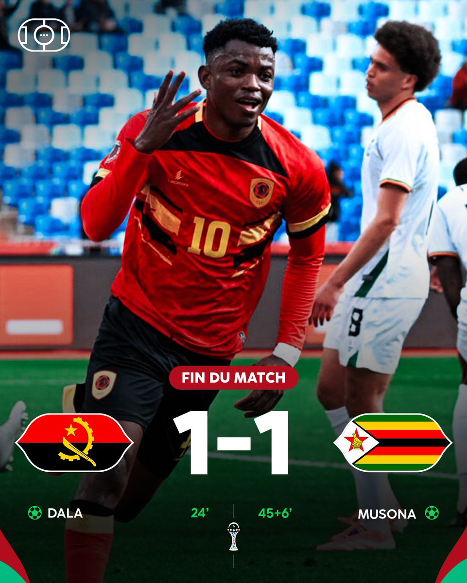 🚨 — نهاية المباراة:

🇦🇴 أنغولا 1-1 زيمبابوي 🇿🇼