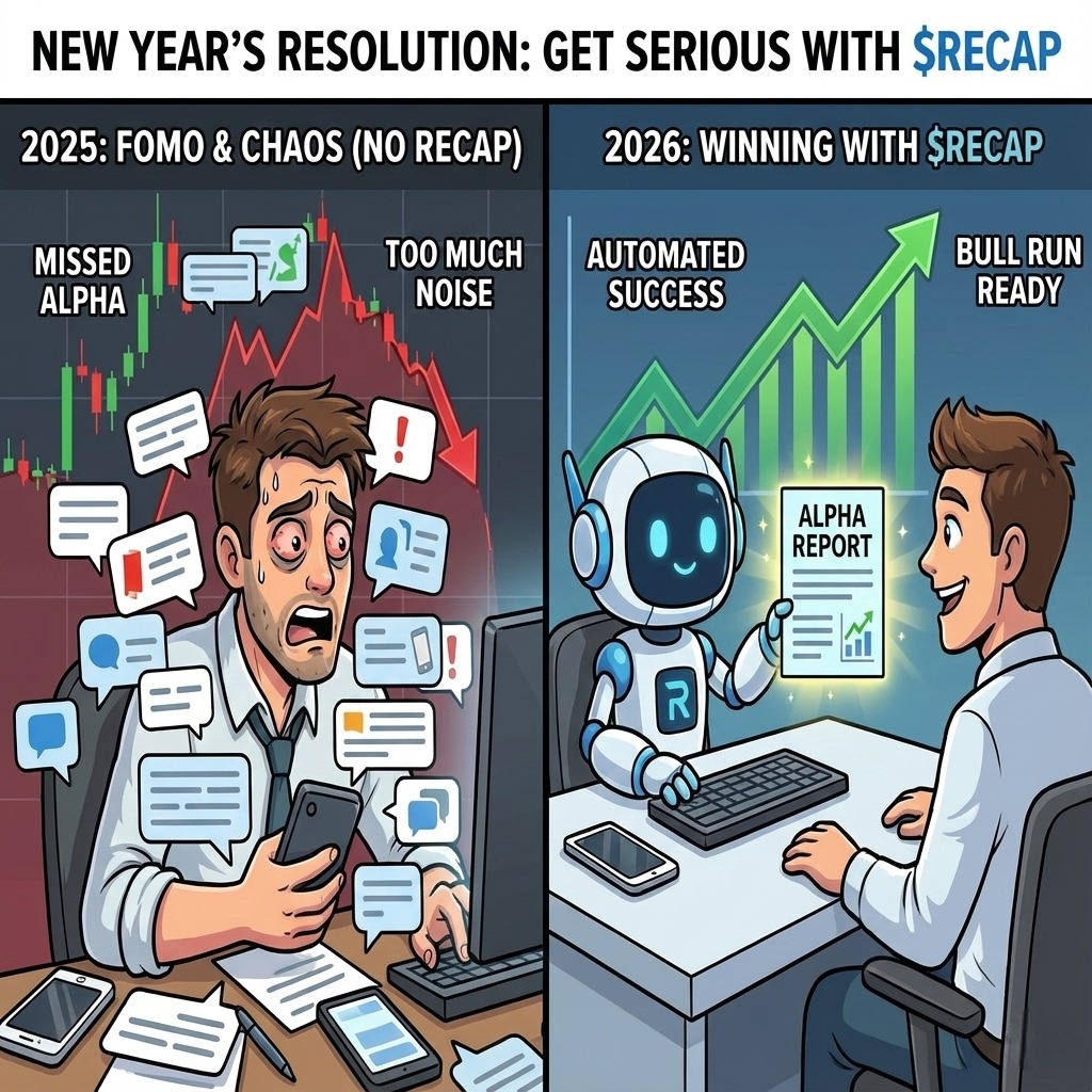 New Year's Resolution #1: Stop missing Alpha. 📝

How many plays did you miss in 2025 because you were asleep or didn't want to scroll through 5,000 messages?

Leave the "FOMO" in 2025.

Equip your community with $RECAP for 2026. Automated summaries, engagement games, and 24/7