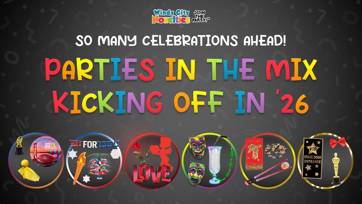 WC_Novelties's tweet image. 🎉 So many celebrations ahead! From Super Bowl &amp;amp; Winter Olympics watch parties to Valentine’s Day soirées, Mardi Gras &amp;amp; Awards Season, early ’26 is stacked! Plan ahead, stock up &amp;amp; party smarter with FREE delivery $75+ 👉 tinyurl.com/3tp5ywr8

#PartyPlanning #2026Events