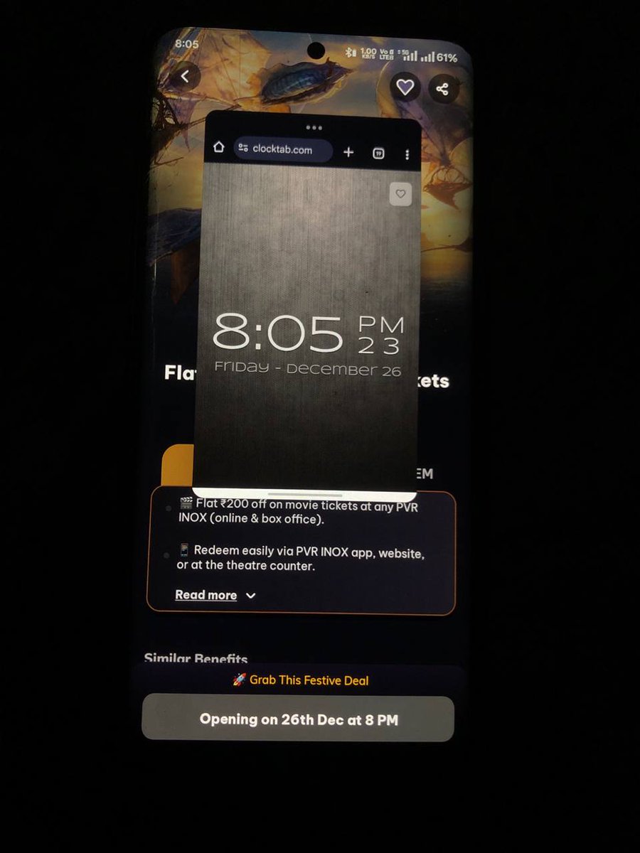 sdhruvil123's tweet image. Extremely disappointed with the PVR ₹200 OFF movie offer on the Times Prime app today. The offer was supposed to open at 8:00 PM, but there was no redemption window till 8:05 PM. Even after 8:05, 

#TimesPrime @timesprime  #fraud
