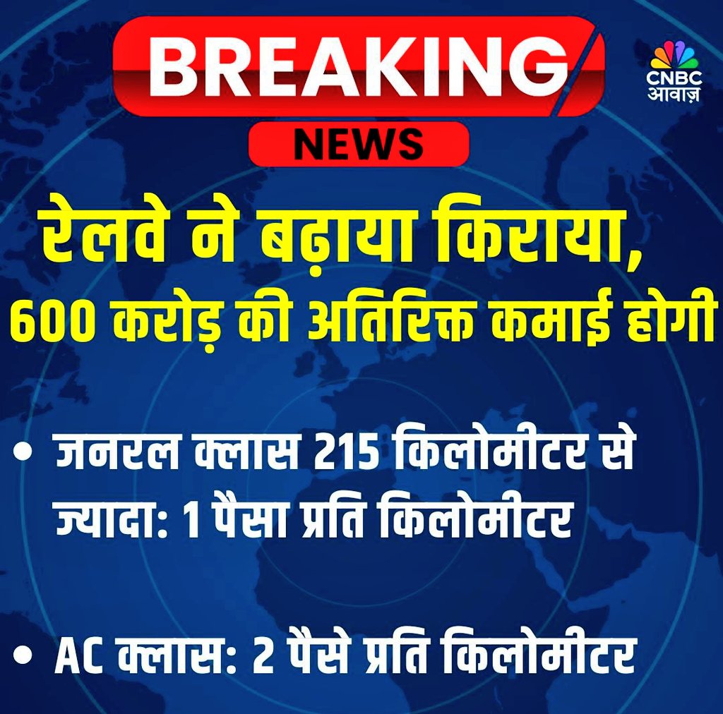 6 महीने में दूसरी बार रेलवे ने किराया बढ़ा दिया है। अब लंबी दूरी की ट्रेनों में AC और नॉन AC कोच का टिकट और महंगा हो जाएगा। लेकिन इस खबर की कहीं कोई विशेष चर्चा नहीं है। एक समय था जब डीजल पेट्रोल या ट्रेन किराया महंगा हो जाए तो देशभर में बवाल हो जाता था।

लेकिन अब इस तरह की चीज
