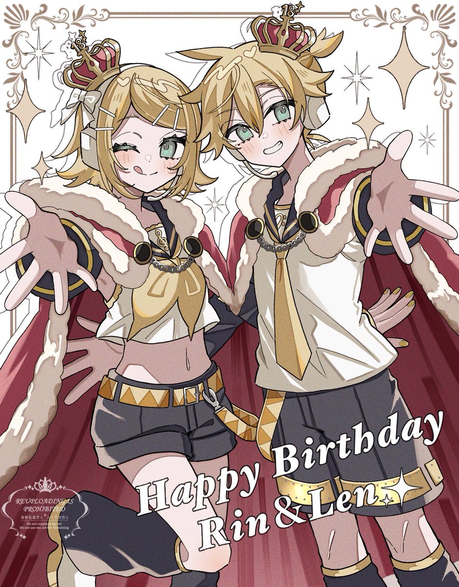 toubunhosiiii's tweet image. 18回目もおめでとう🎉
#鏡音誕生祭2025