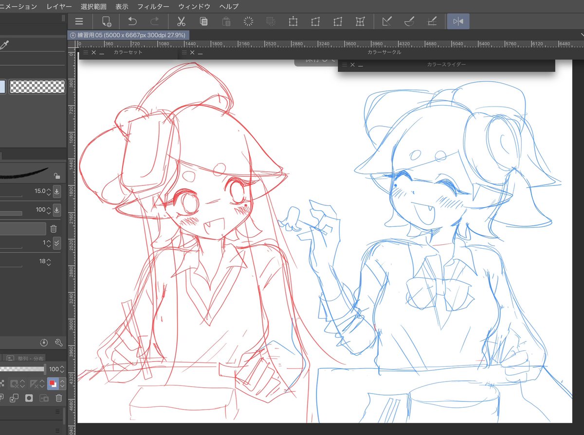 ラクガキ。 完成するかしないかは私にもわかりません🙂 #シオカラーズ