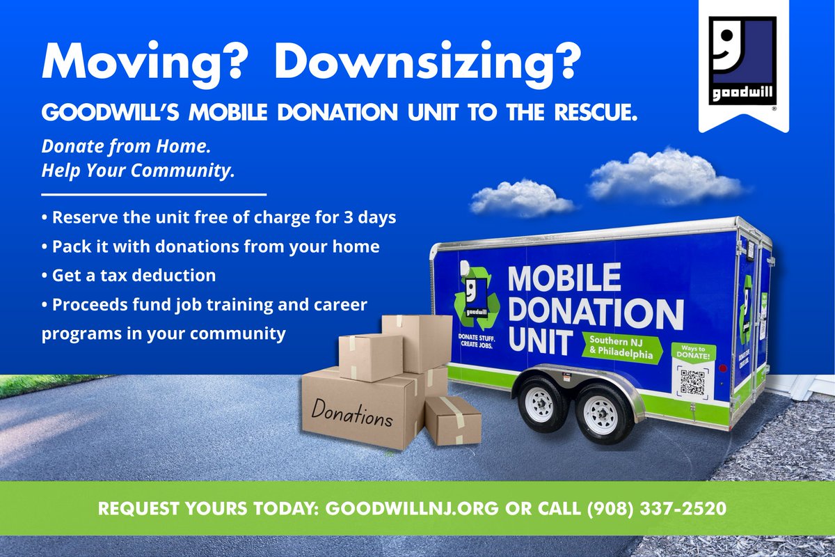 GoodwillNJ's tweet image. Moving or Downsizing in the New Year?  Goodwill has you covered!