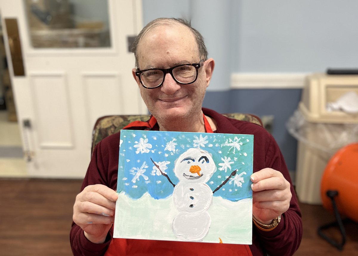 NextStepHC's tweet image. West Newton Healthcare's residents had a blast following along painting their snowmen! 🎨⛄️✨#PaintAndSip #creative #snowmen #winter