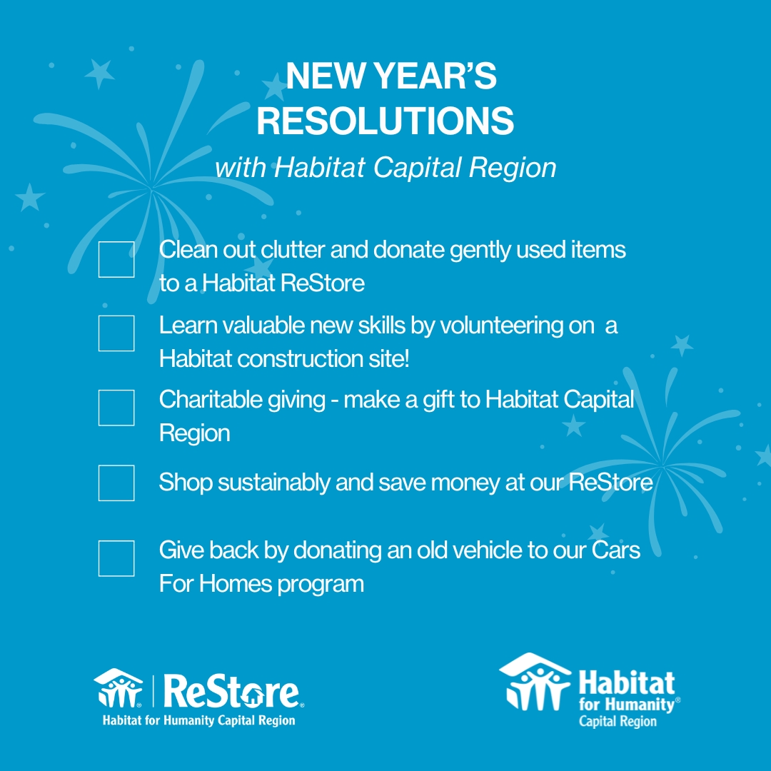 New year, new you! 🎉 Here are ways you can donate, volunteer, and shop sustainably in 2026! 

Learn new skills by volunteering on a construction site, or declutter your home and donate to our ReStore:

Volunteer: habitatcr.org/volunteer/
Donate: habitatcr.org/donate/
