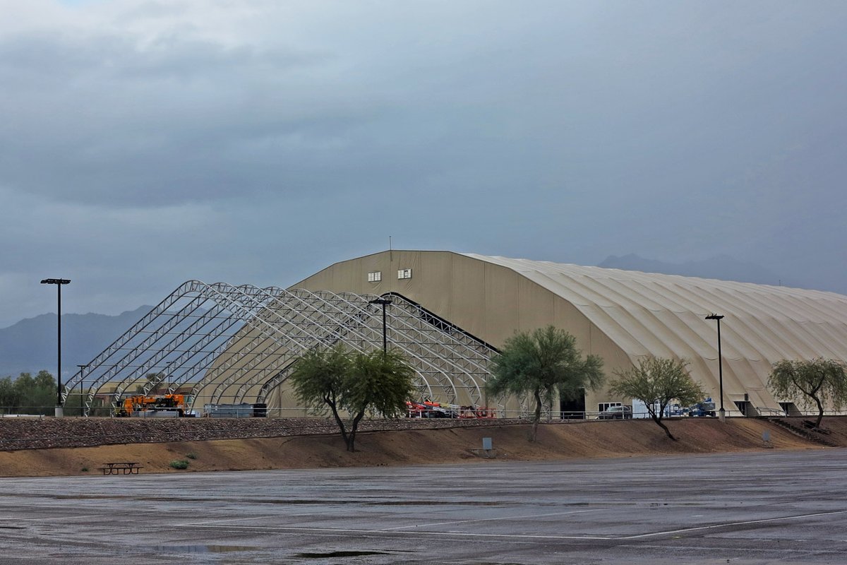 First glimpse of Arizona Auction Week 2026, as tents at WestWorld of Scottsdale are greatly expanded for Barrett-Jackson. #ArizonaAuctionWeek