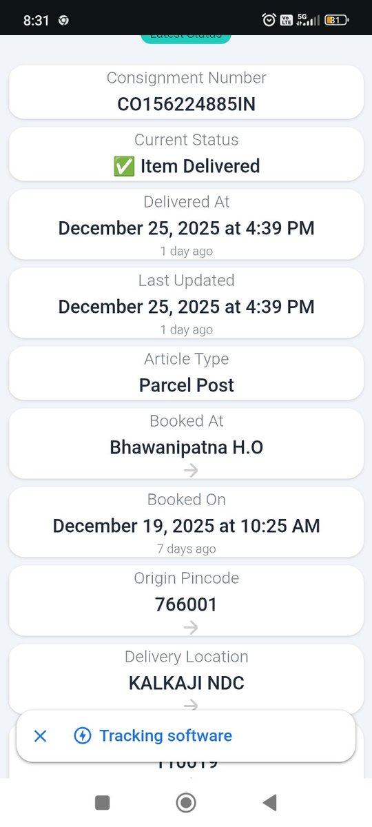 tiwari26338's tweet image. @IndiaPostOffice @PMGIndia
Parcel ordered from Odisha on 19 Dec still NOT received, but tracking shows “Delivered”
No parcel, no proof, no contact of delivery boy
Complaint raised, promised 1-day resolution no response.
#indiapostfail #FalseDelivery #ConsumerRights