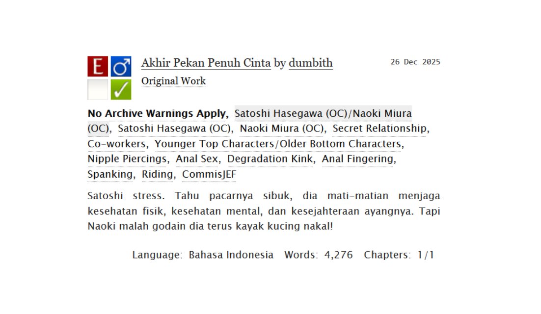 dumbith's tweet image. Akhir Pekan Penuh Cinta
— Satoshi x Naoki (OC) fiction
﹝dikomis oleh @Maoriryuuji﹞ #CommisJEF

🔗: archiveofourown.org/works/76468371

Terima kasih Mao yang udah komis! Detail karakter bisa dilihat di notionnya Mao: notion.so/twilight-virtu…