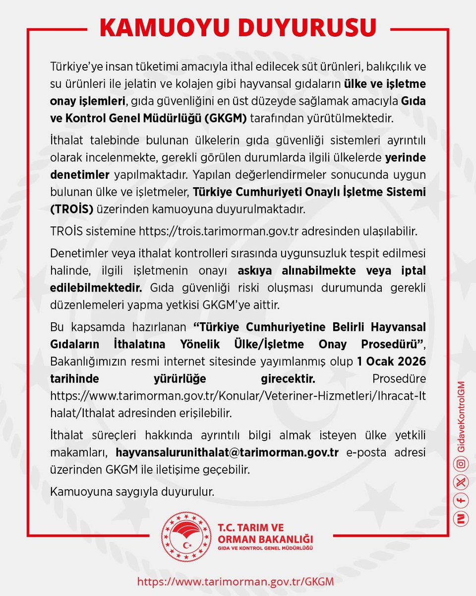 #KamuoyuDuyurusu <a href="/ibrahimyumakli/">İbrahim Yumaklı</a> <a href="/TCTarim/">T.C. Tarım ve Orman Bakanlığı</a>