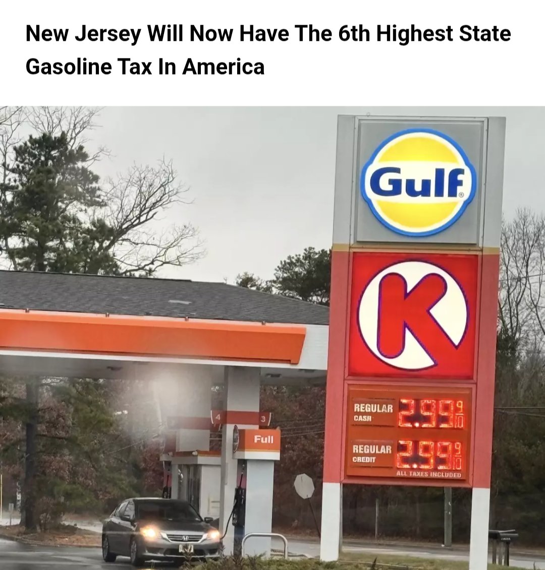 wakeupnj's tweet image. New Jersey will have the 6th highest gas tax in the Country after the Jan 1st raise

Completely insane considering at one point we were one of the lowest in the country, now endless raises by Progressives are funding some of the worst and most expensive roads in America