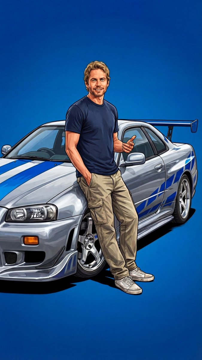 WallofWTF's tweet photo. Forever riding with the legend 💙 Brian O'Conner leaning on his iconic blue Nissan Skyline GT-R – Paul Walker's timeless vibe lives on! Who's still rewatching Fast & Furious this holiday season? 🚀🔥
#PaulWalker #FastAndFurious #BrianOConner #FastFamily #ForPaul #VinDiesel #NissanSkyline #SeeYouAgain #RIPPaulWalker #TeamPW
