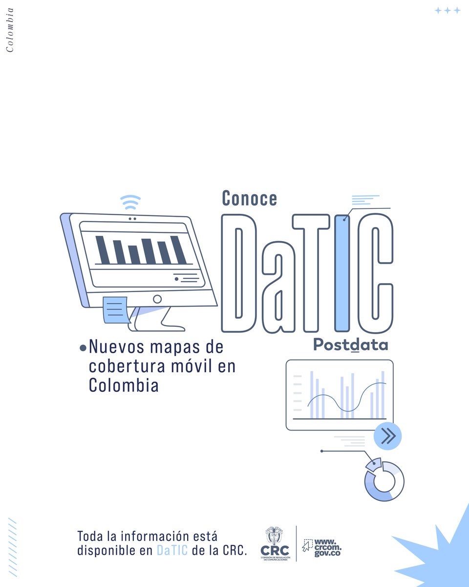 CRCCol's tweet photo. 🗺️ ¿Quieres saber cómo es la señal móvil donde vives o trabajas?
Ahora #DaTic incluye mapas interactivos de cobertura, con información oficial y actualizada. Más transparencia para decidir mejor 📍📶
👉 https://t.co/0EPTn9jx9C https://t.co/EOs7sLroHw