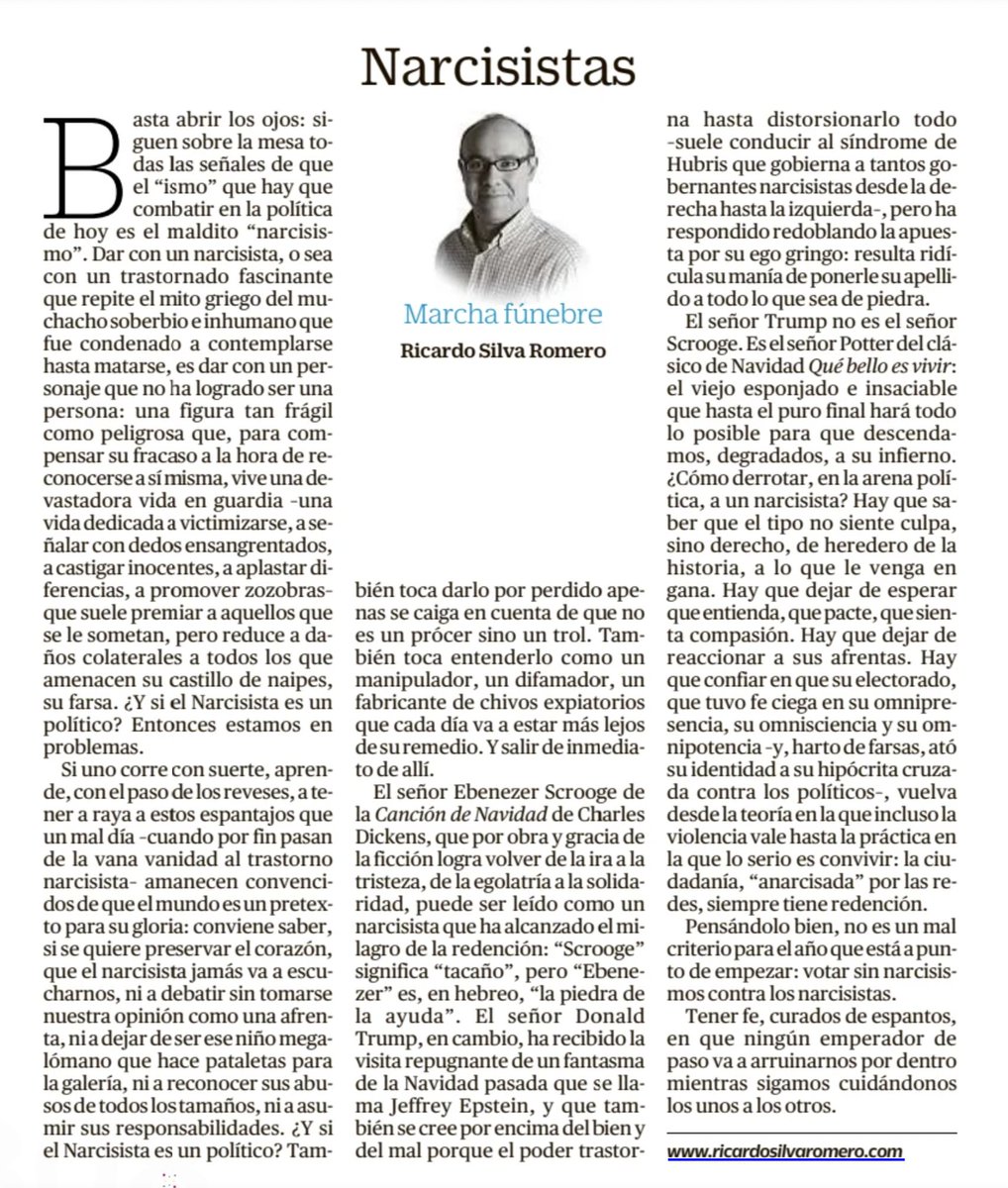 Mi columna de hoy en @eltiempo, Narcisistas, sobre enfrentar el "ismo" que -desde los gobernados hasta los gobernantes- tiene en crisis a las democracias:

eltiempo.com/opinion/column…