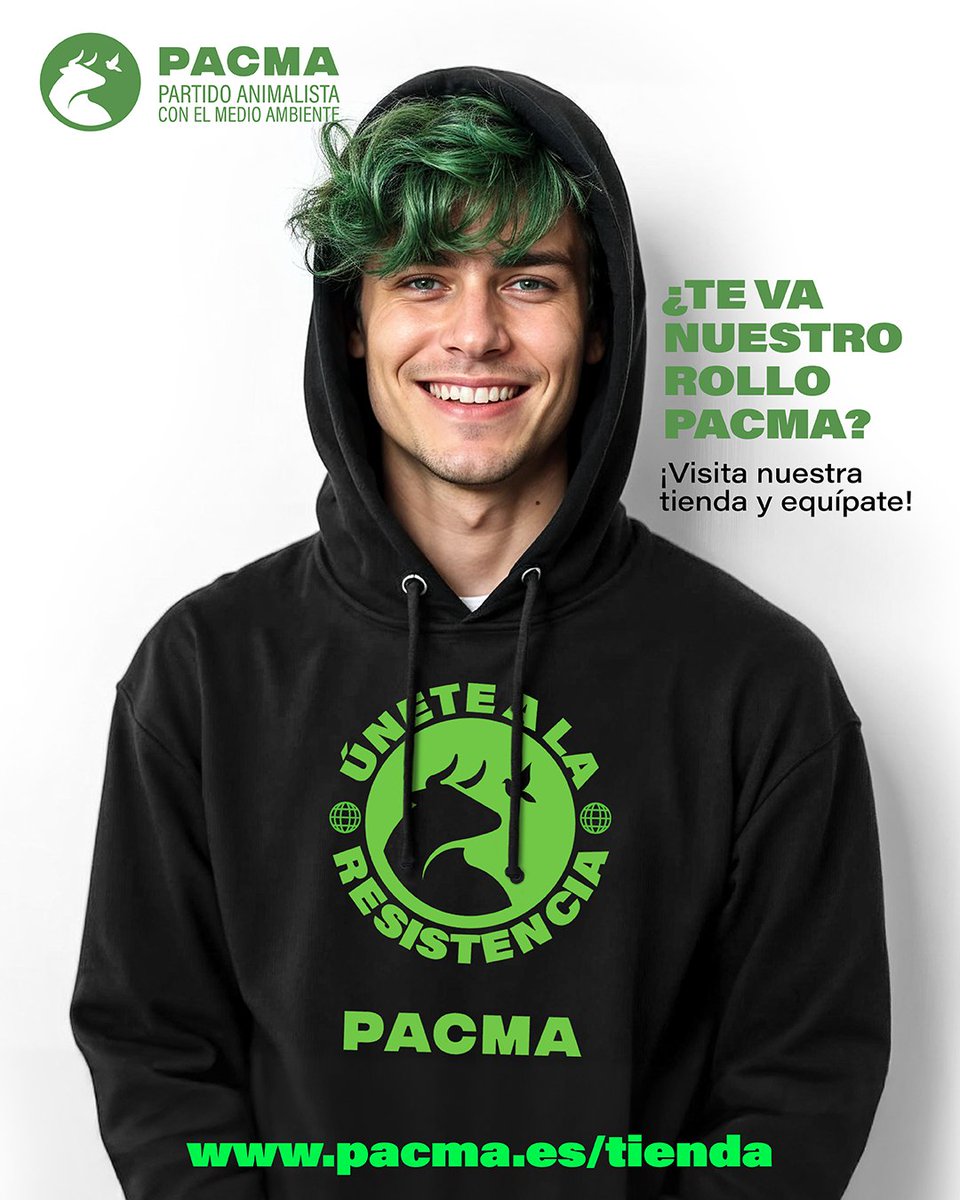 PartidoPACMA's tweet photo. 🥶¡Aléjate del frío con la sudadera de PACMA!
🛒¿Sabes que comprando en nuestra tienda online nos ayudas a seguir luchando por los derechos de los animales? Hazte con nuestra sudadera y ve mostrando tu #OrgulloPACMA mientras te proteges del frío invernal.
🔗Hazte con ella en https://t.co/ljiPZWx11h
#ÚneteALaRevoluciónVerde #ÚneteAPACMA