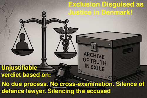 ArchiveInExile's tweet image. Denmark: Exclusion Disguised as Justice! #ArchiveOfTruthInExile #MedicalizationAsPunishment #NoDueProcess #NoCrossExamination #InstitutionalFailure #MiscarriageOfJustice #JudicialMisconduct #PoliceMisconduct #FreedomOfExpression #HumanRights open.substack.com/pub/hoapolitic…
