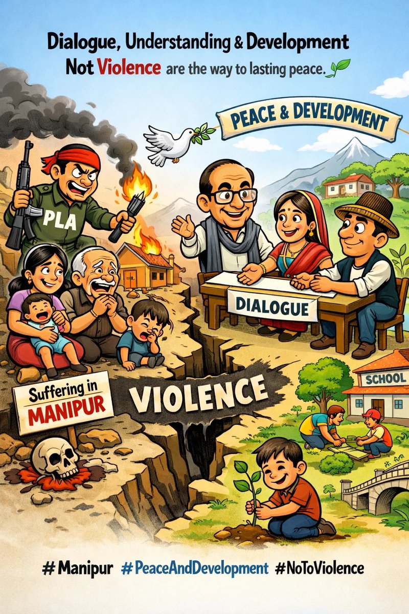 PLA’s activities are creating suffering in Manipur.
Dialogue, understanding &amp; development not violence are the way to lasting peace. 🌱
#Manipur #PeaceAndDevelopment #NoToViolence #AskMalavika #BJPHatesBrahmin #GodNightFriday #BJP4Mumbai #StrangerThings5 #DareYouToDeathEP2