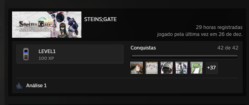 lipe_wavee's tweet photo. STEINS;GATE platinado e é absolute cinema, tanto o jogo quanto o anime https://t.co/XVQnXxfSgO