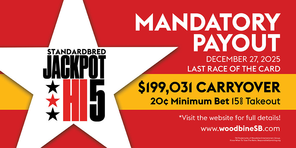 Super Saturday | <a href="/WoodbineSB/">Woodbine Mohawk Park</a> 

Tomorrow night’s 12-race card now features 3️⃣ must play wagering opportunities: 

Pick 5 ➡️ $53,161
Pick 6 ➡️ $7,022
Jackpot Hi-5 Mandatory ➡️ $199,031