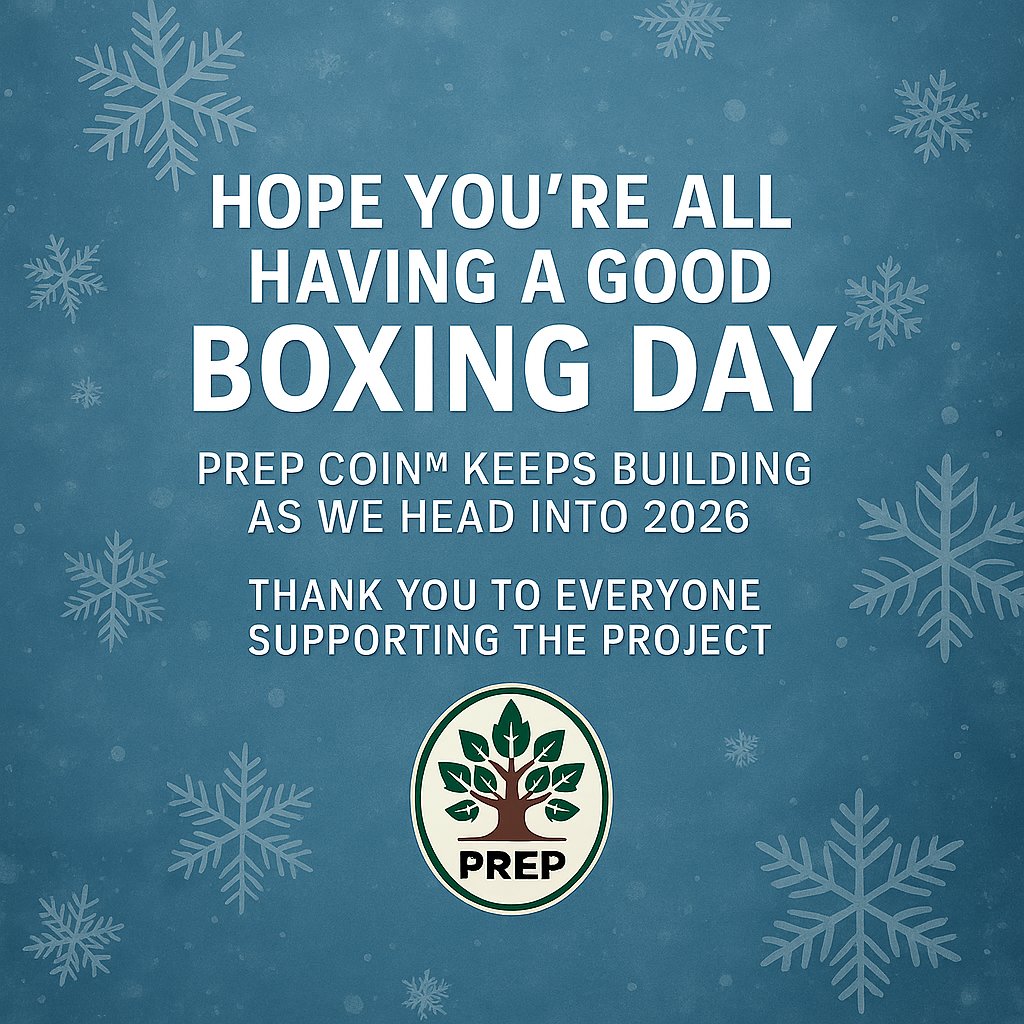 PrepCoinHQ's tweet image. Boxing Day check‑in. Hope you’re all good. Prep Coin™ keeps building.

#PrepCoin #prep #community #solana