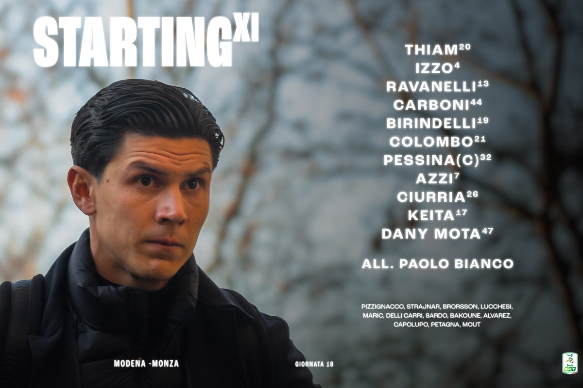 <a href="/Modena_FC_1912/">Modena F.C. Official</a> <a href="/Lega_B/">Lega B</a> FORMAZIONE UFFICIALE ⚪️🔴

L'1️⃣1️⃣ iniziale di #ModenaMonza 💪⚽️