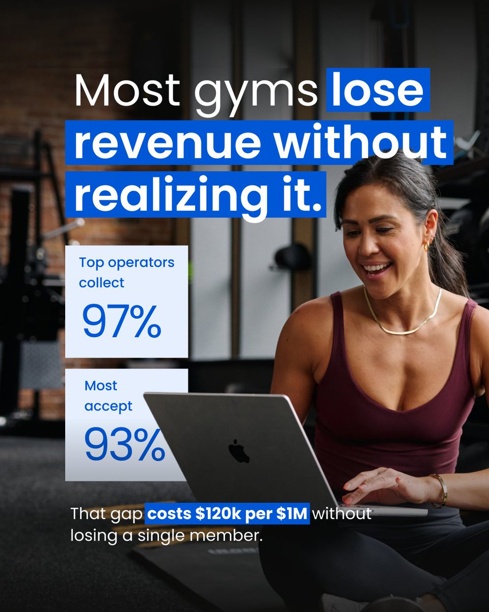 abcfitness_'s tweet photo. Most revenue leaks don’t show up in your member count 🔍

They show up in payments, billing, and collections 👉 the unglamorous parts of the business.

The fastest-growing operators aren’t chasing growth first. See what they do differently ➡️ https://t.co/9EVWzmsyUg https://t.co/r2JPj2llkI