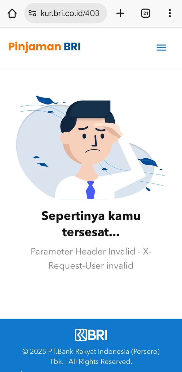 BUMN masa prank rakyat, katanya pengajuan KUR bisa lewat website atau brimo..
di aplikasi brimo ga ada tuh KUR, di website juga muncul halaman orang bingung.. <a href="/BANKBRI_ID/">BANK BRI</a> <a href="/YLKI_ID/">Indonesia Consumers Organization</a>