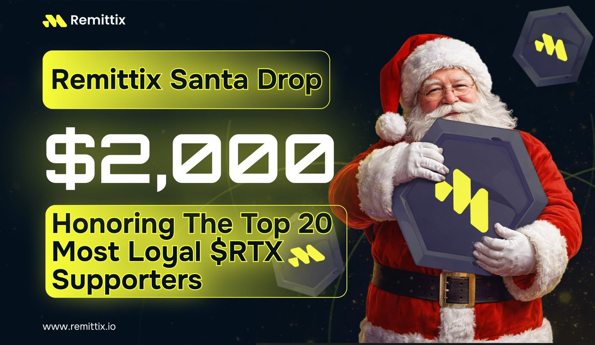 remittix's tweet photo. 🎄🎁 REMİTTIX SANTA DROP – BOXING DAY WINNERS 🎁🎄

We’re excited to announce the 20 winners of the Remittix Santa Drop. Your consistency, loyalty, and continued support do not go unnoticed, and we truly appreciate everyone who shows up for Remittix day after day. 🎁

Telegram winners:
Tomferriere
david_ims
Paigek122
TK00J00
Mnaalizahra
mohamed_hmda
techt0ny
RedBulll98
Ayata933
Luffy
Carsan1952
DegenerateCryptoksic
MrMarkM
AJ (UK)
Naz_rahiil
C.
XB77YT
mrforeign21

X winners:
@niyibizijoseph
@brg_ai_2

Each winner will receive $100 worth of $RTX tokens.

All winners should reach out to https://t.co/mB39zaTidL to claim their rewards.

Congratulations to all our winners, and thank you to everyone who continues to support Remittix. More exciting updates coming soon 🚀

Warm Regards,
Remittix Team