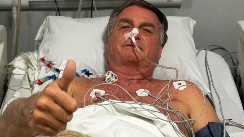 🚨ATENÇÃO: Após cirurgia, Bolsonaro já se alimenta e realiza fisioterapia, informa Michelle