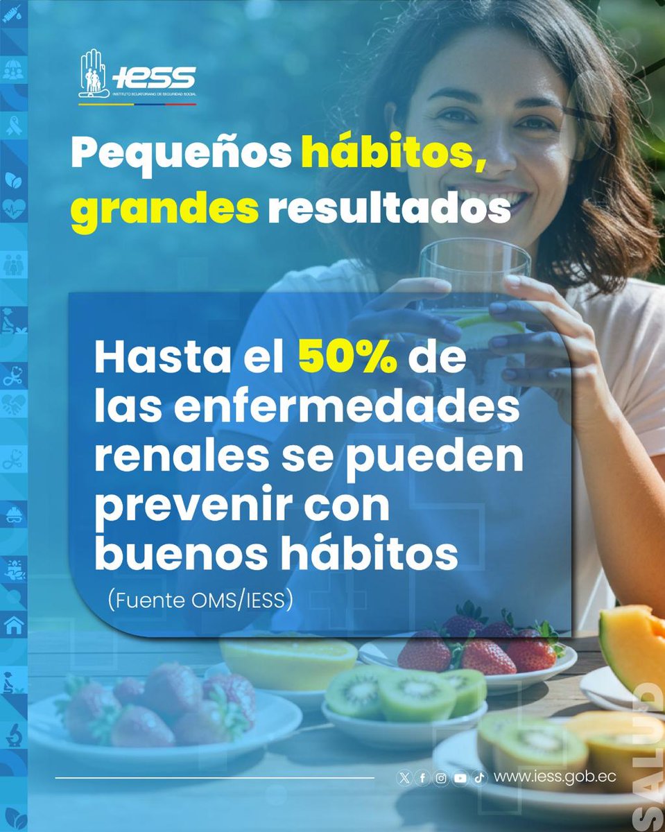 #IESSenAcción | 📣Tus riñones trabajan día y noche por ti.

Cuídalos con hábitos simples:

· Come equilibrado
· Haz ejercicio
· Bebe suficiente agua
· No fumes ni te automediques

¡Cuidar tus riñones es cuidar tu vida!