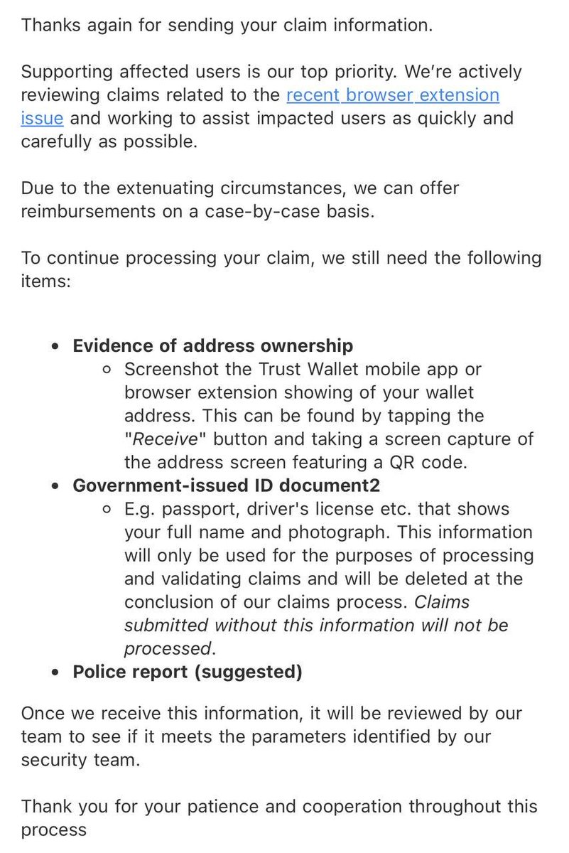 Why would anyone using a decentralized wallet, with no KYC by design, suddenly hand over their ID now? That completely defeats the purpose of self-custody.

And encouraging people to go file a police report on top of that? Most of the time it leads nowhere and just adds friction