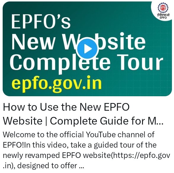 epfomadurai's tweet photo. Take a guided tour of the newly revamped EPFO website, designed to enhance ease of access and user experience for all stakeholders.
Watch the full video here
https://t.co/XJzveEU9QZ #HumHainNa #EPFOWebsite @narendramodi @PMOIndia @LabourMinistry @mansukhmandviya https://t.co/zH7fm23H2t