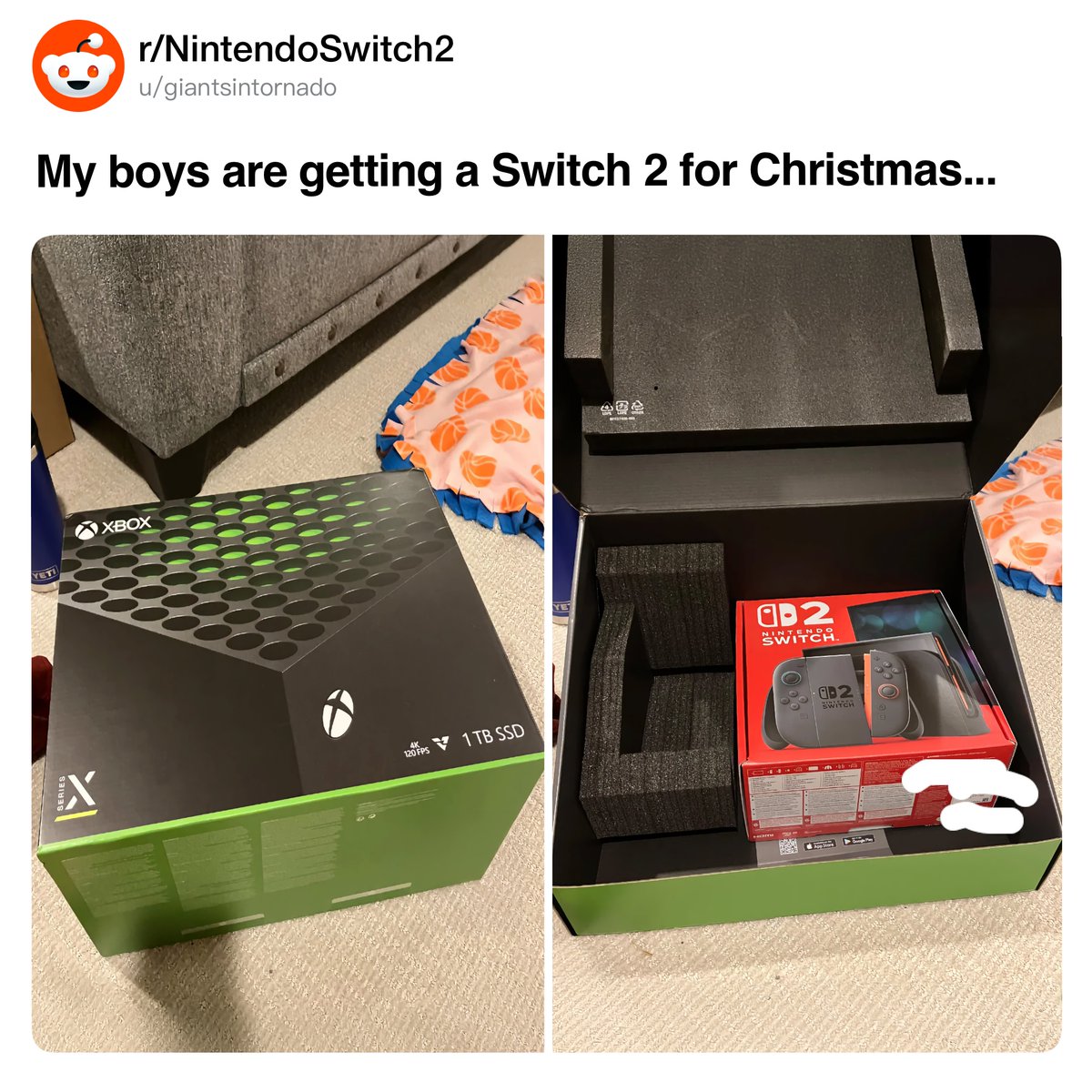 eStarland's tweet image. putting a switch 2 in the xbox box is diabolical