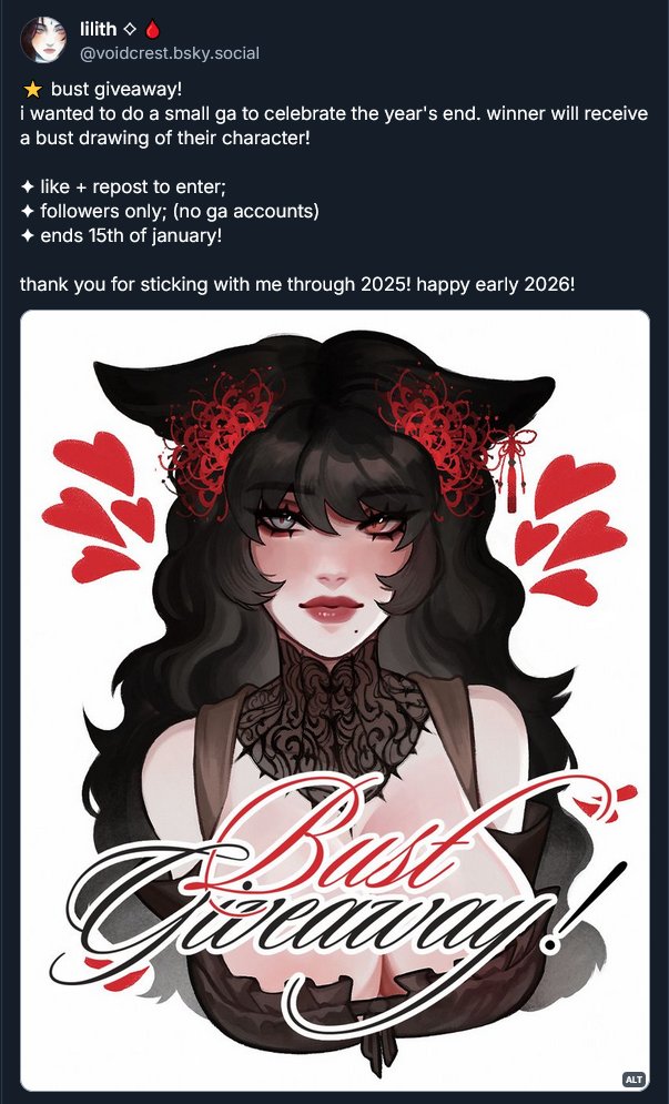 voidcrest's tweet image. hosting a small ga over at the other site! i draw more butts there, too
tinyurl.com/bskyvoidcrest