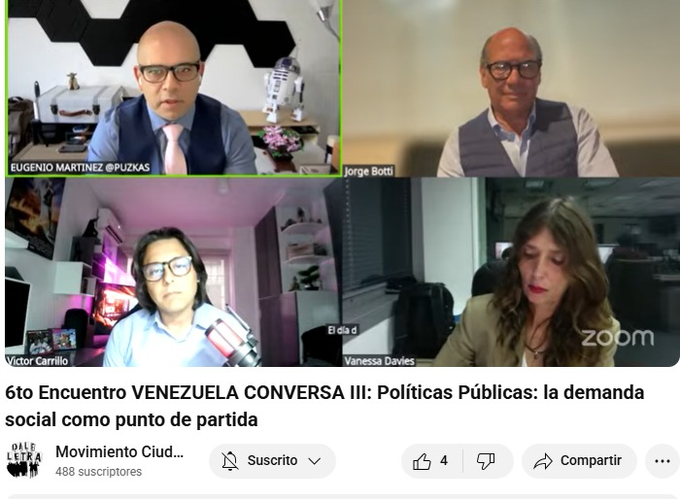 #RecuentoAnualFC En la sesión 6 de #VenezuelaConversa nos acompañaron Jorge Botti <a href="/jbotti1/">Jorge Botti</a> y Víctor Carrillo <a href="/VictorGCarrillo/">Victor Carrillo</a>. Hablamos de temas clave para la reconstrucción: Políticas Públicas y Servicios Públicos, la demanda social como punto de partida. youtube.com/watch?v=ofu7bY…