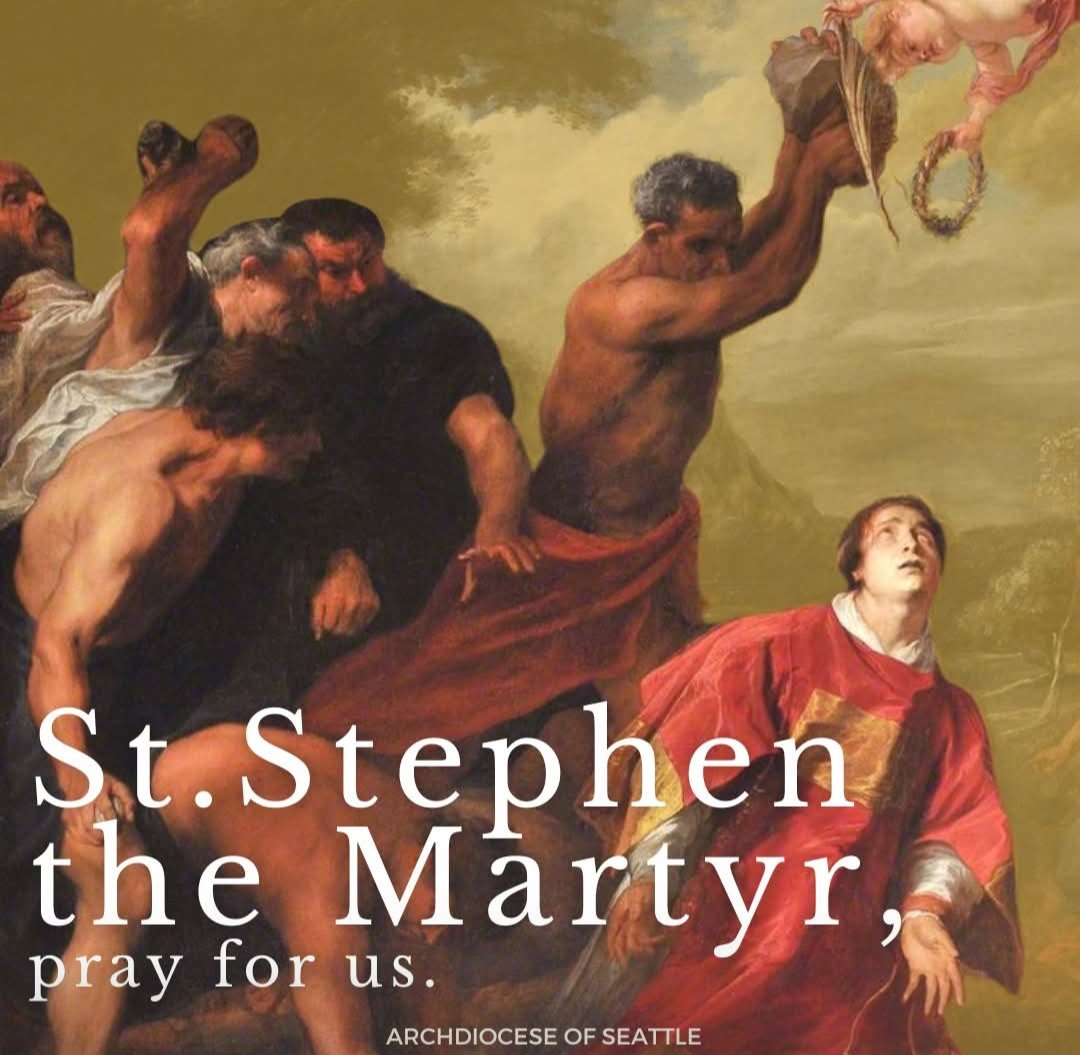 Heiliger Stephanus, bitte für uns und für alle, die Trost, Schutz und  Hoffnung brauchen. Am heutigen Stephanitag gedenken wir des ersten  Märtyrers der Kirche. Sein mutiges Zeugnis, seine Liebe zu Christus und, image size:1080x1055