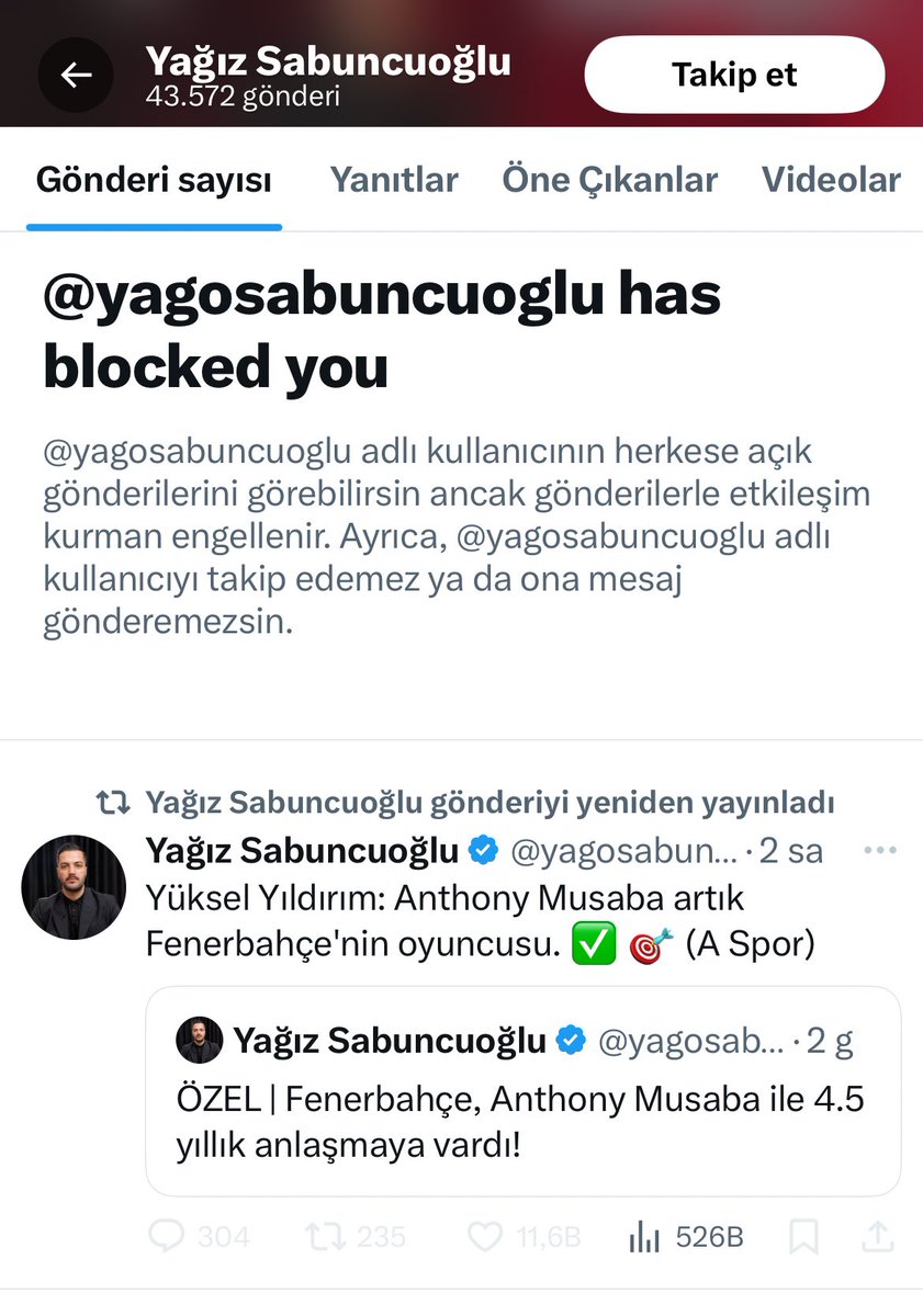 Bu sinsiyi her kim Galatasaraylı olup takip ediyorsa tuttuğu renkleri sorgulasın <a href="/yagosabuncuoglu/">Yağız Sabuncuoğlu</a>