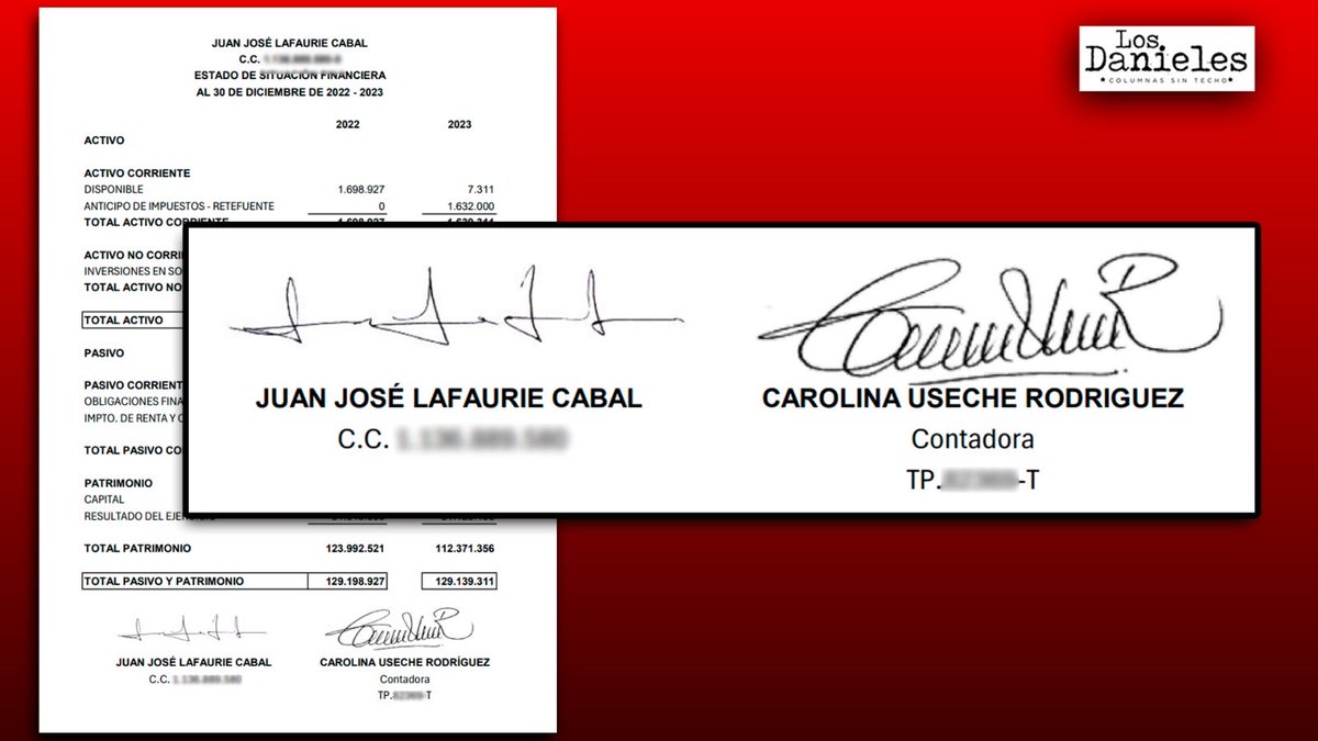 #LaContadora que firmó esos estados financieros se llama Carolina Useche Rodríguez. Ella es la directora administrativa y financiera de <a href="/Fedegan/">FEDEGAN</a>, es decir una subalterna de <a href="/jflafaurie/">José Félix Lafaurie</a>, padre del beneficiario