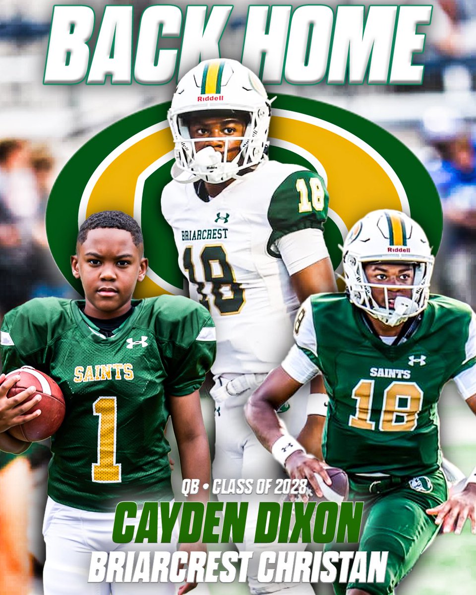 CaydenDixon8's tweet image. Grateful for the coaches, teachers, staff, and teammates at Father Ryan High School for the opportunity to grow on and off the field.

I’m excited to announce that I’ll be returning home to Briarcrest Christian School to continue my academic and football career. 

@wendellsjr_…