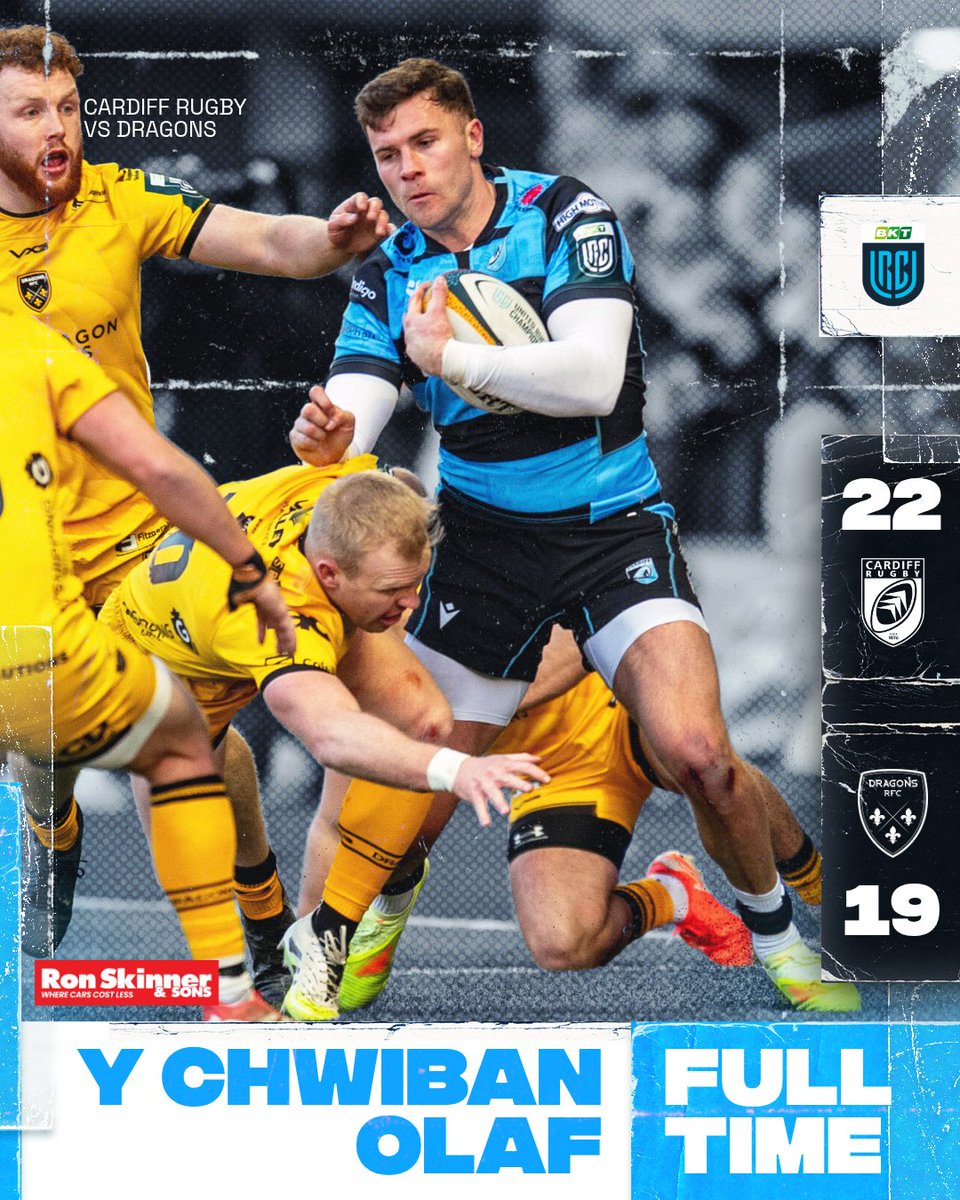 Cardiff_Rugby's tweet photo. Full-Time | Diwedd y gêm

Cardiff stand strong to earn the victory in the East Welsh Derby! 🔥

🔵⚫️ 22-19 🟡 

#YmlaenCaerdydd | #CARvDRA https://t.co/upvngpfQuV