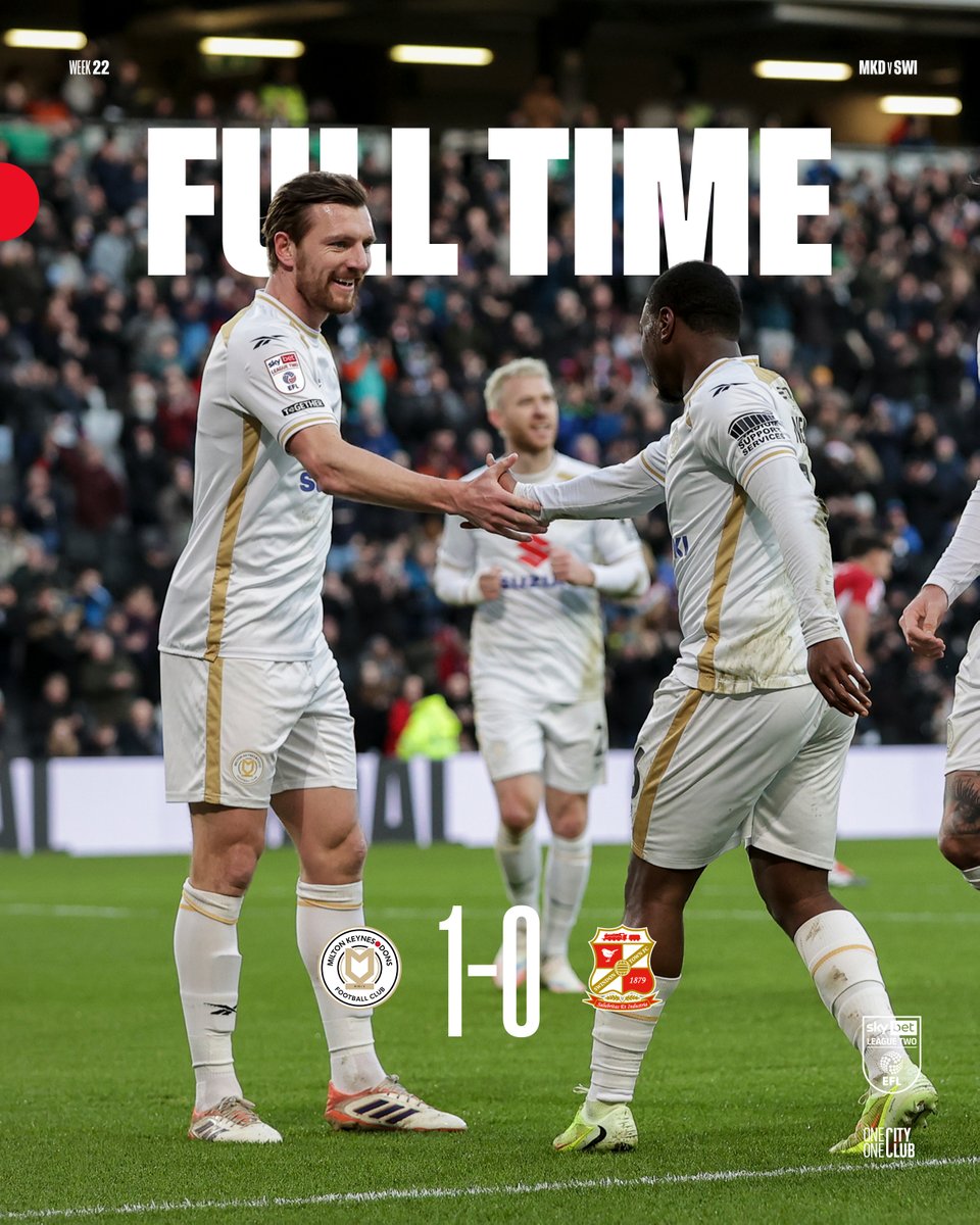 MKDonsFC's tweet image. FULL-TIME! MERRY CHRISTMAS! 🎁 

Six unbeaten in the league at Stadium MK! 

#MKDSWI 1-0 | #COYD