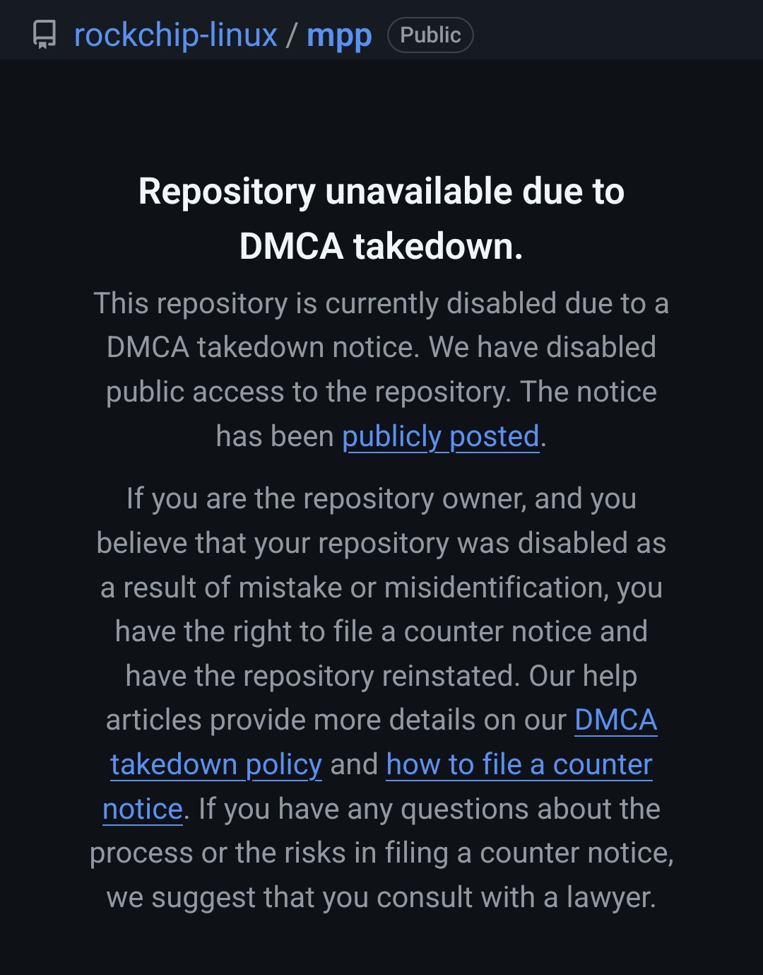 FFmpeg has issued a DMCA takedown on GitHub