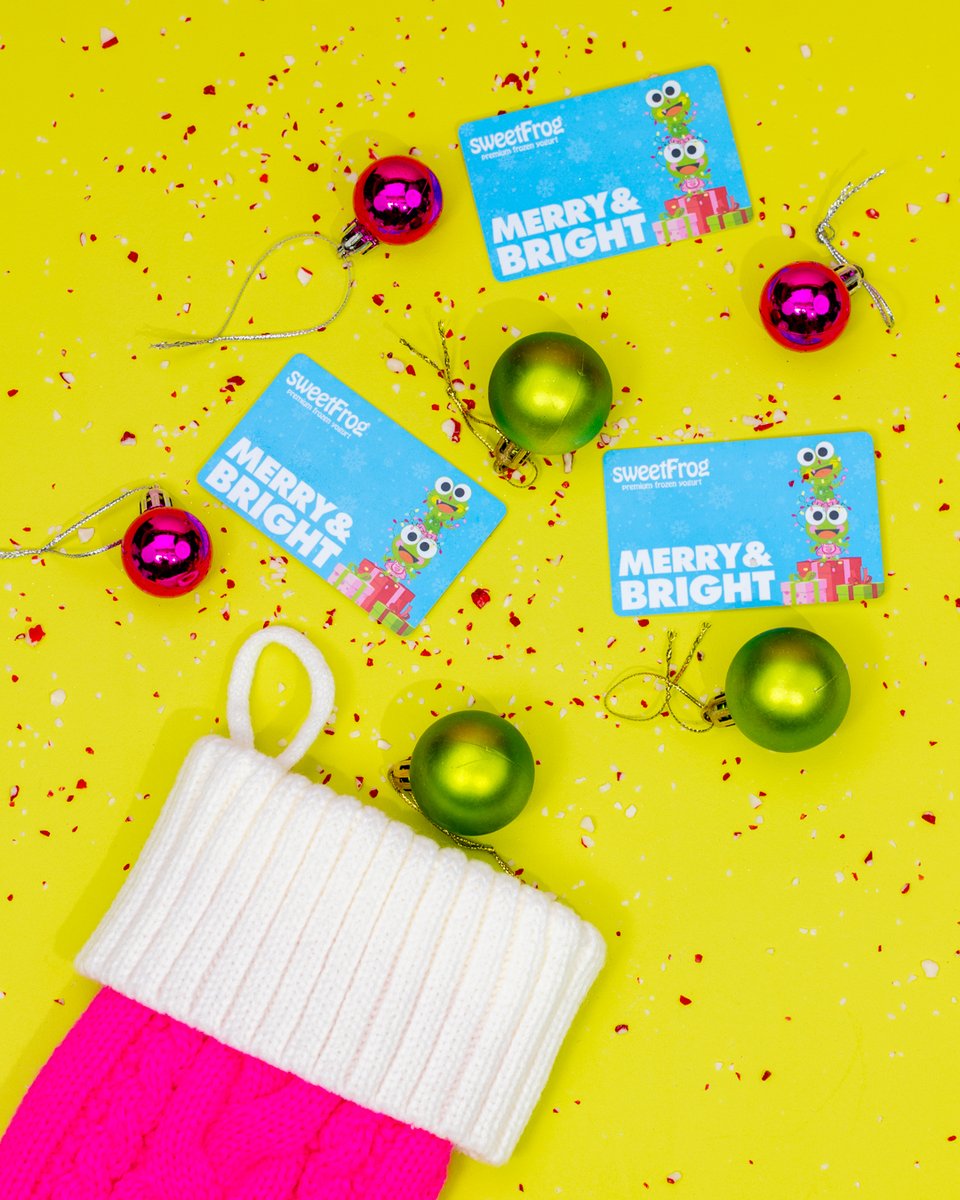 sweetFrog's tweet image. Did you forget someone on your holiday list? 👀🎁 There's still time to give them a sweetTreat! 🐸🍦  Receive a $15 ⭐BONUS⭐ eCard for every $50 in gift cards purchased on sweetfrog.com*. Click the link in bio to purchase!

*Additional restrictions apply.