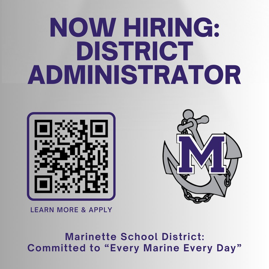 Do you lead with purpose and a commitment to student success? Marinette School District is hiring a District Administrator who believes in “Every Marine Every Day.” Learn more and apply: wecan.waspa.org/Vacancy/250341