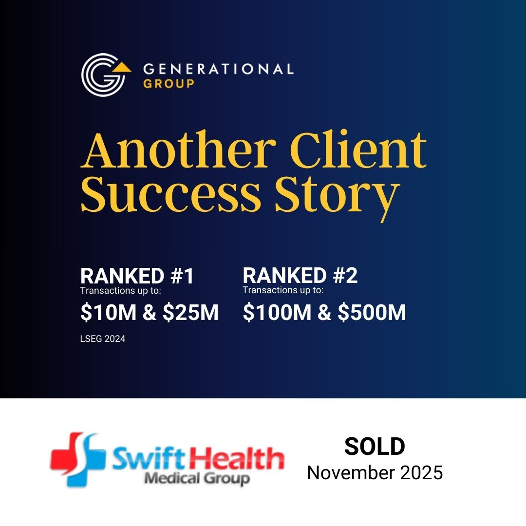 DEAL CLOSED

We are pleased to announce the sale of our client, Swift Health Medical Group, to a Private Medical Practice. 

Swift Health Medical Group is an urgent care clinic that provides walk-in treatment for common illnesses and injuries, routine testing, and physical exams.