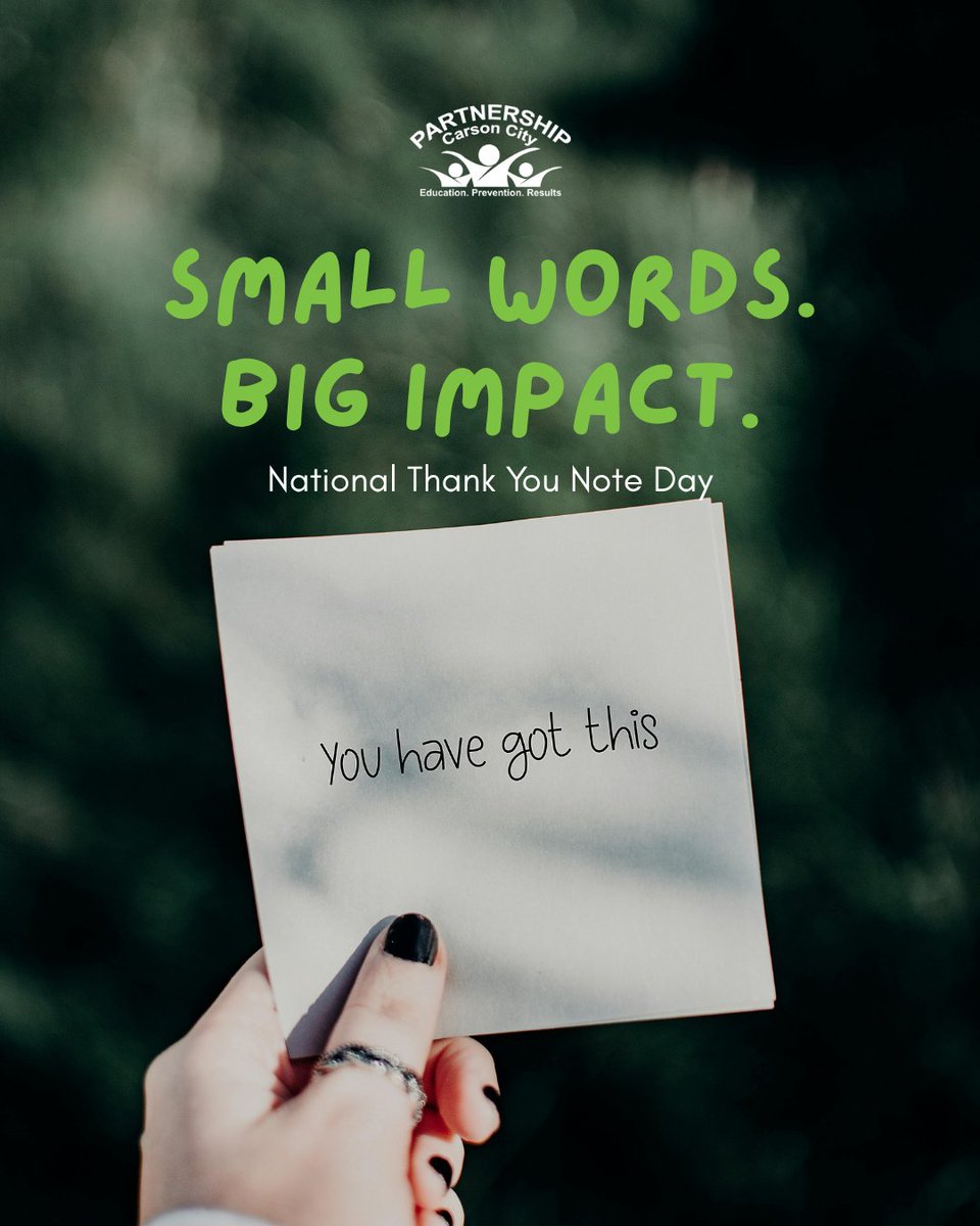 PartnershipCC1's tweet photo. Sometimes the smallest gestures — a handwritten note, a text, or a kind word — can brighten someone’s day and remind them they’re appreciated.

Take a moment to spread gratitude. Your words can create ripples of joy, connection, and support in the Carson City community. 💙 #PCC https://t.co/4rNUnSz1ym